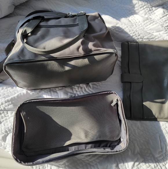 BEIS Mini Convertible Weekender In Grey - Picture 7 of 9